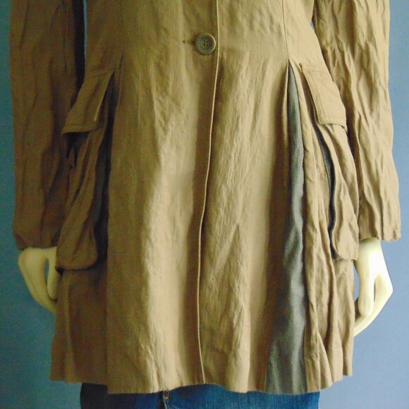 Cabi 840 Treasure Hunter Steampunk Khaki Gold Metal Jacket Coat M - Picture 3 of 15
